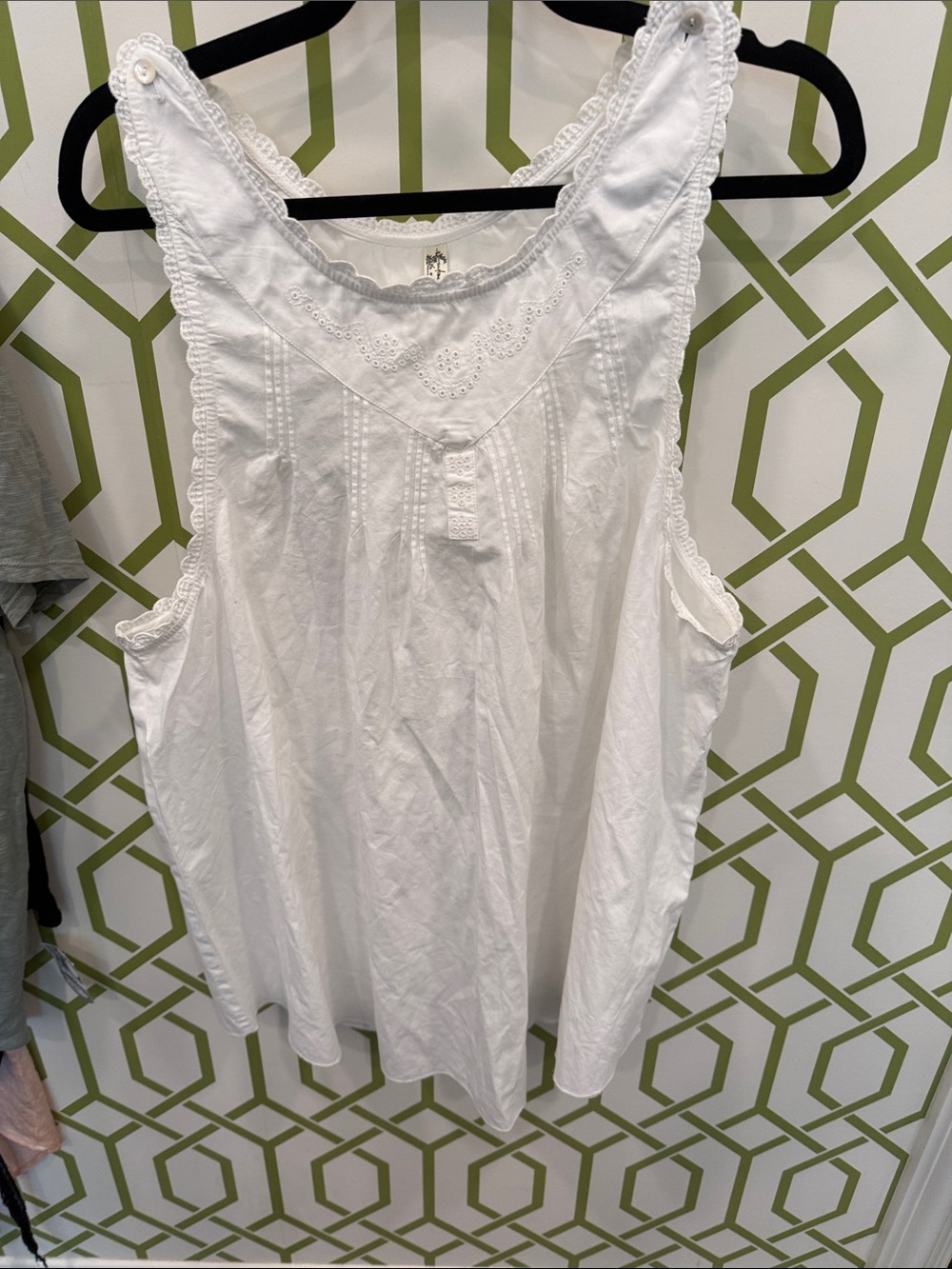 Free People White Eyelet Lace Trim Nightgown!